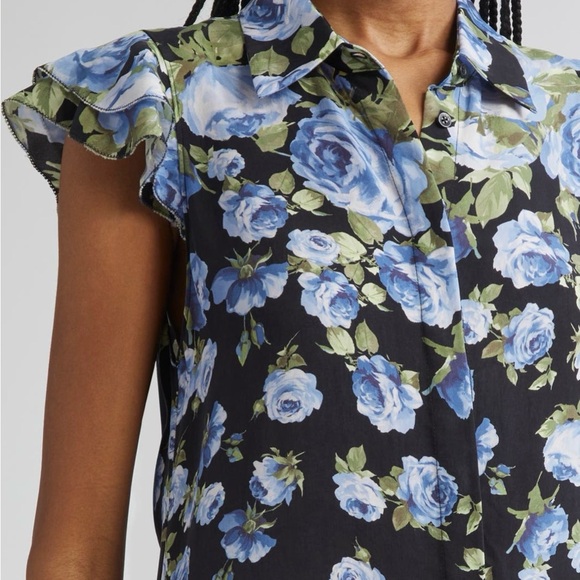 Alice and Olivia Jem Floral Ruffle Sleeve Mini Dress Size Medium - Picture 4 of 9